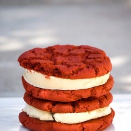 Crumbs and Corkscrews - Red Velvet Cookie Ice Cream Sandwich