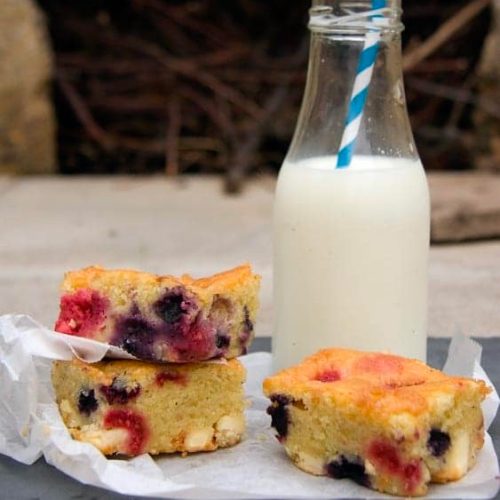 Raspberry & Blueberry Blondies Crumbs and Corkscrews