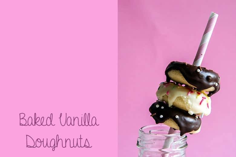 A stack of mini vanilla doughnuts