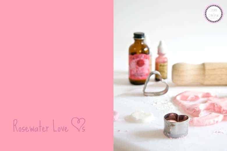 Pink rosewater love heart creams with a heart shaped cutter and rolling pin