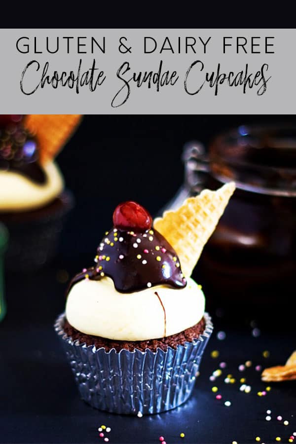 These cute chocolate sundae cupcakes are a fun twist on a classic - and believe it or not they are gluten and dairy free! 