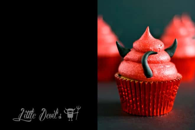 Creepy and kooky Ghosties and Red Devils make Halloween a little cuter and definitely sweeter with these Halloween Sticky Toffee Cupcakes!
