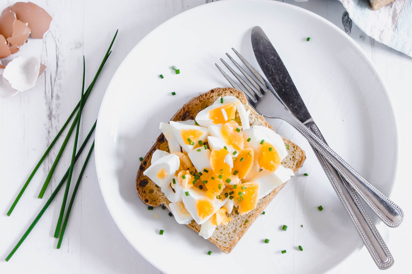 Soft boiled eggs on a slice of toast