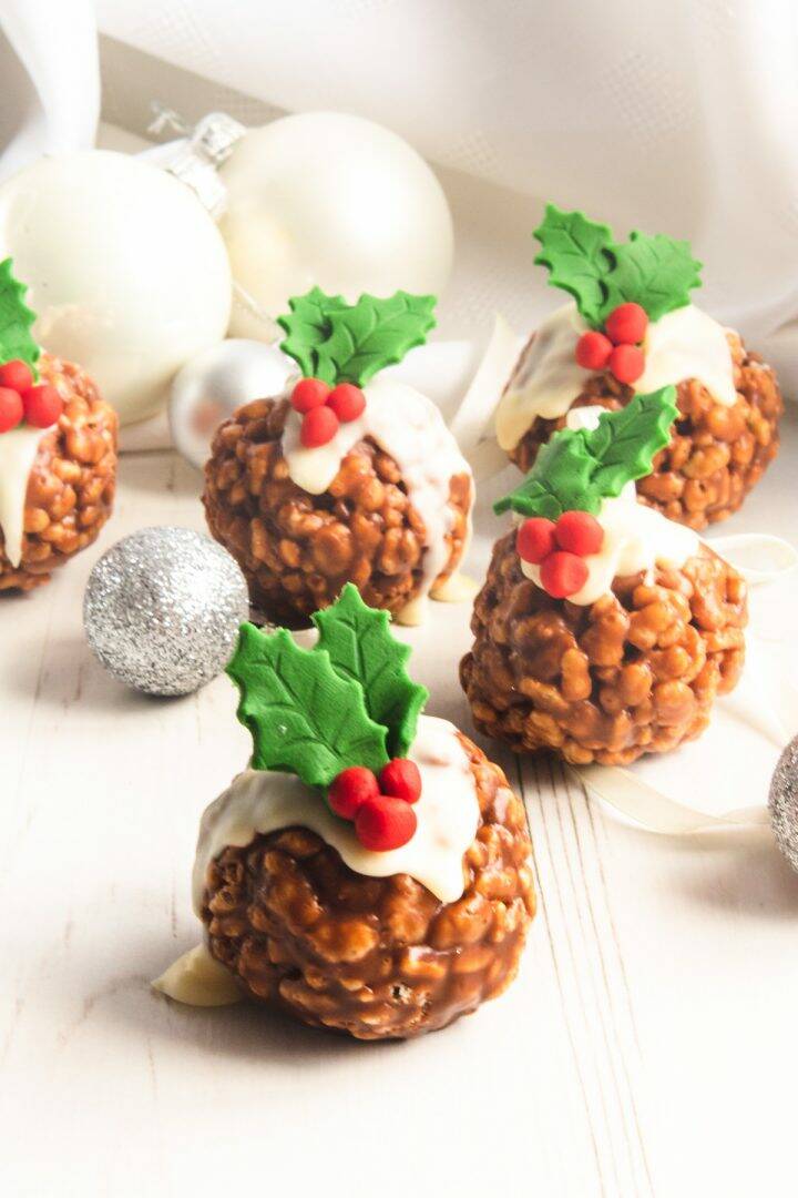 Rice Krispie Christmas Puddings Crumbs and Corkscrews
