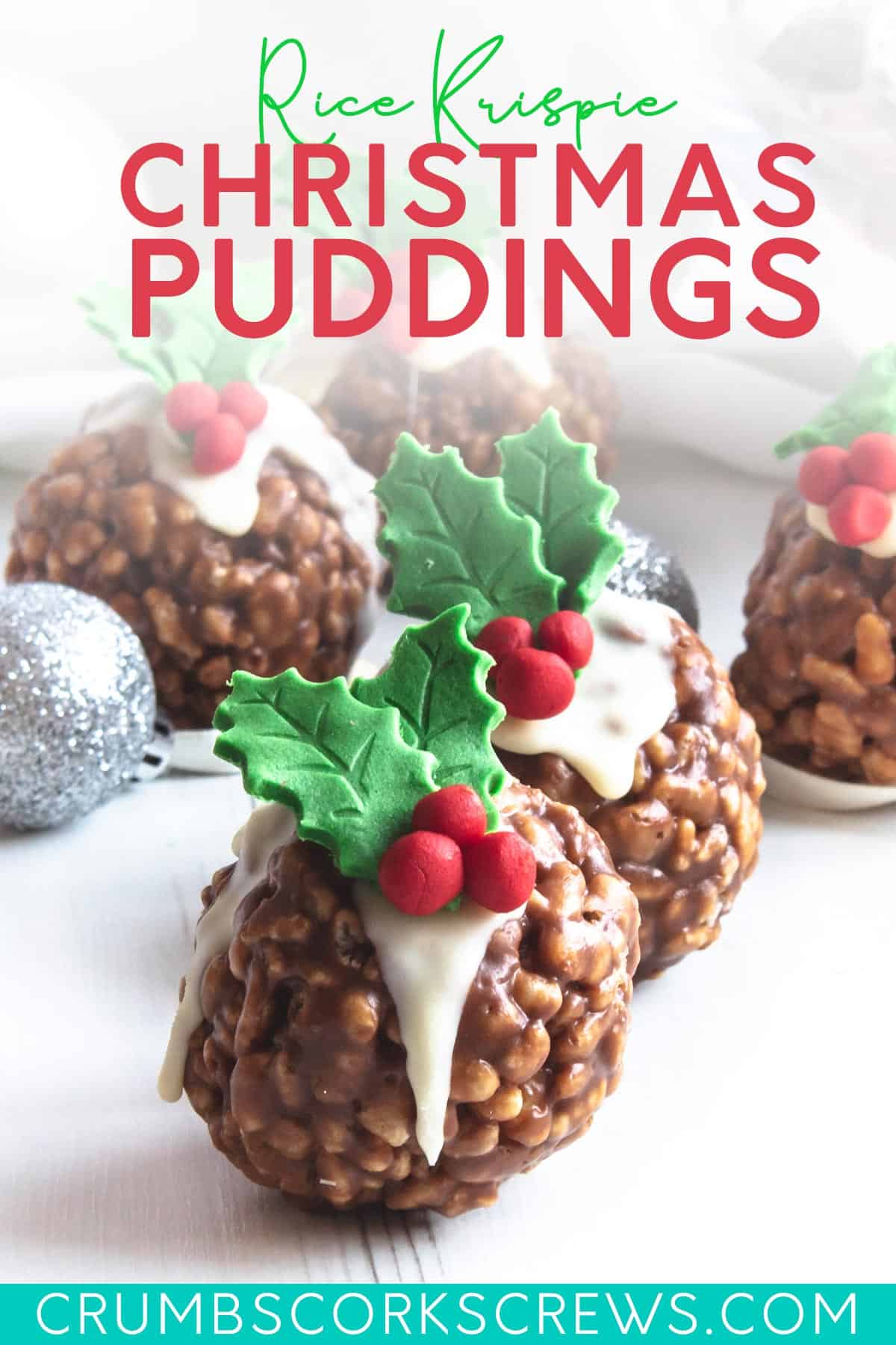 Rice Krispie Christmas Puddings - Pinterest Image