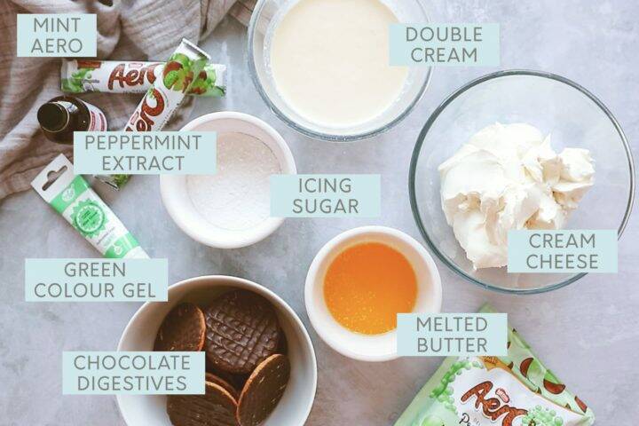 Mint Aero cheesecake ingredients