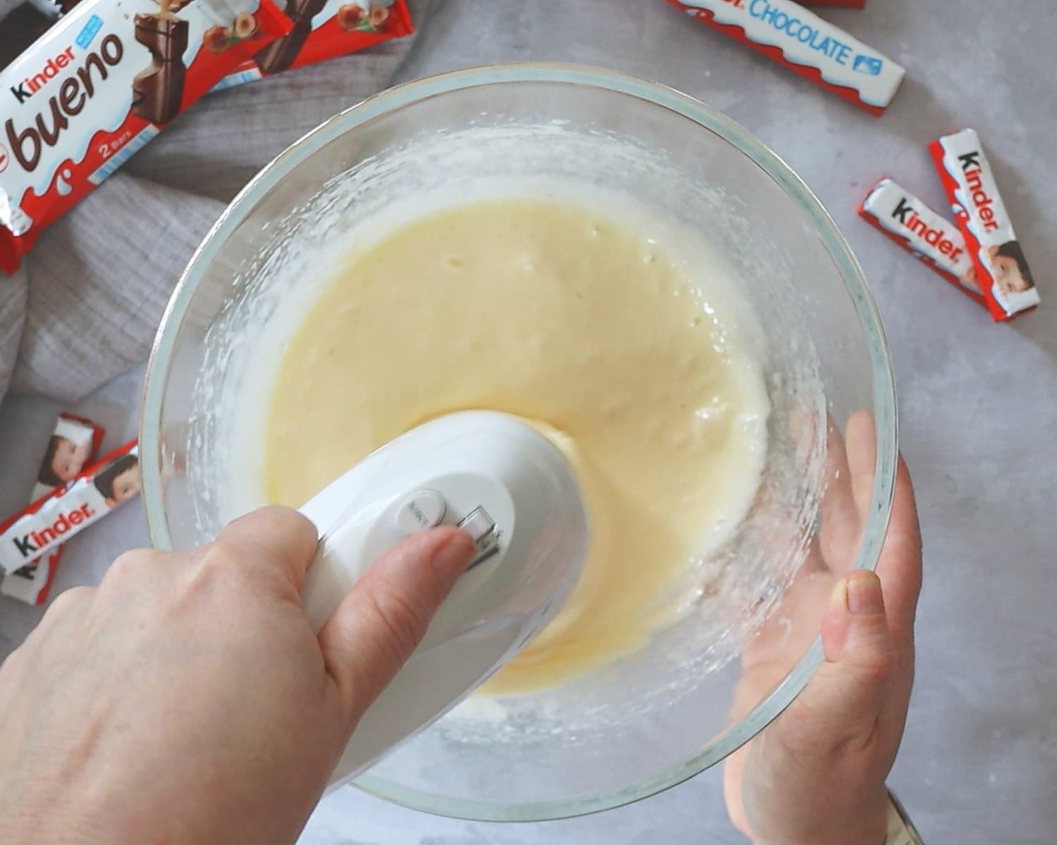 Whisking eggs with a handheld mixer