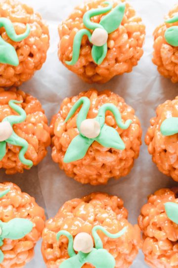 Rice Krispie Pumpkins - Crumbs and Corkscrews